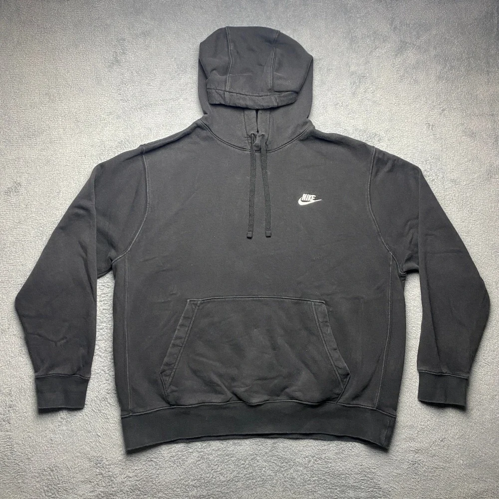 Nike Hoodie Mens XL Sportswear Club Fleece Pullover Hoodie Black BV2654-010